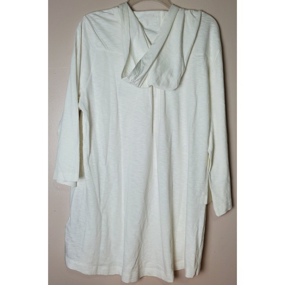 Soft Surroundings Embroidered Beaded Hooded Tunic Top 1X Cotton White 3/4 Sleeve - Picture 3 of 9